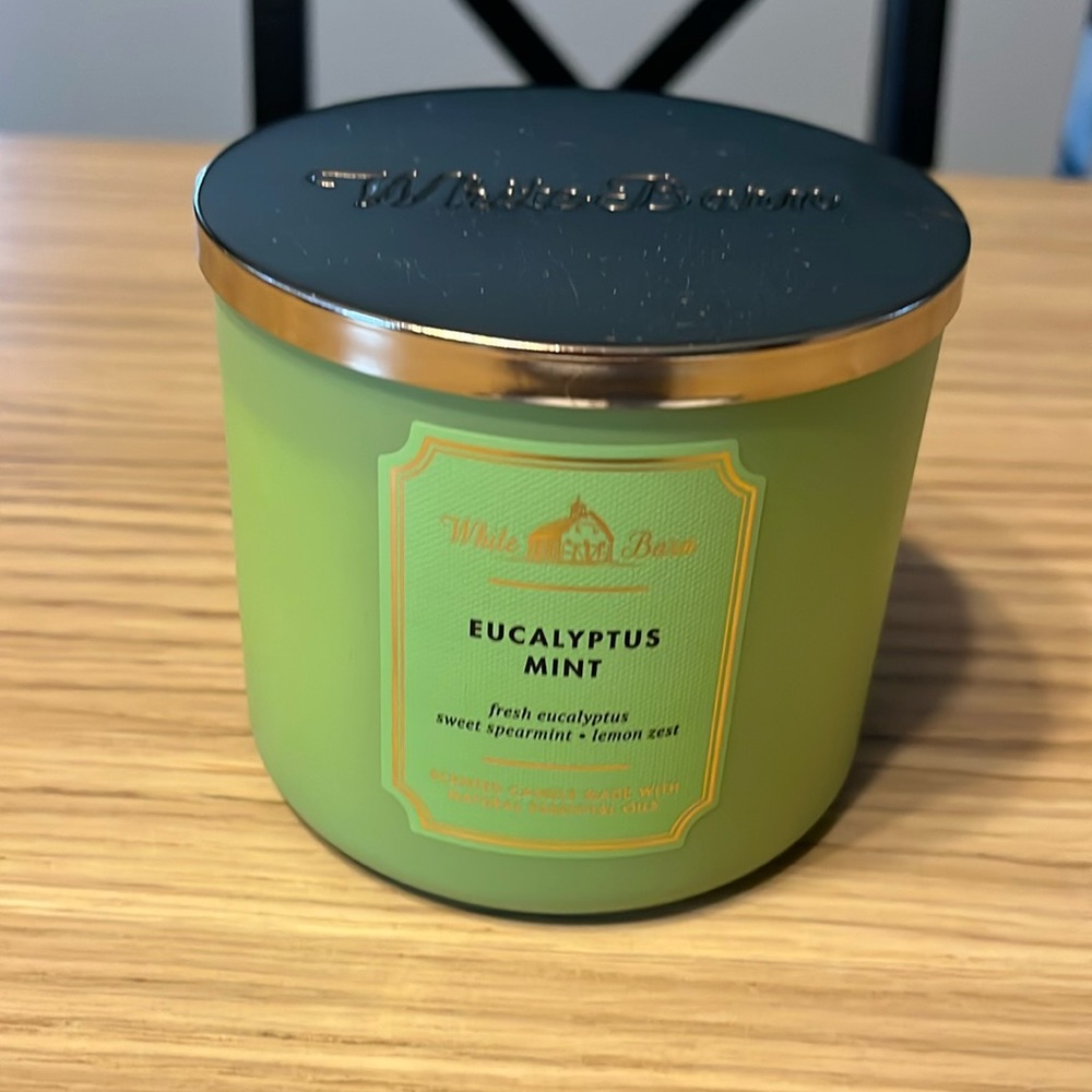 Bath & Body Works 3 Wick Candle. Eucalyptus Mint.
